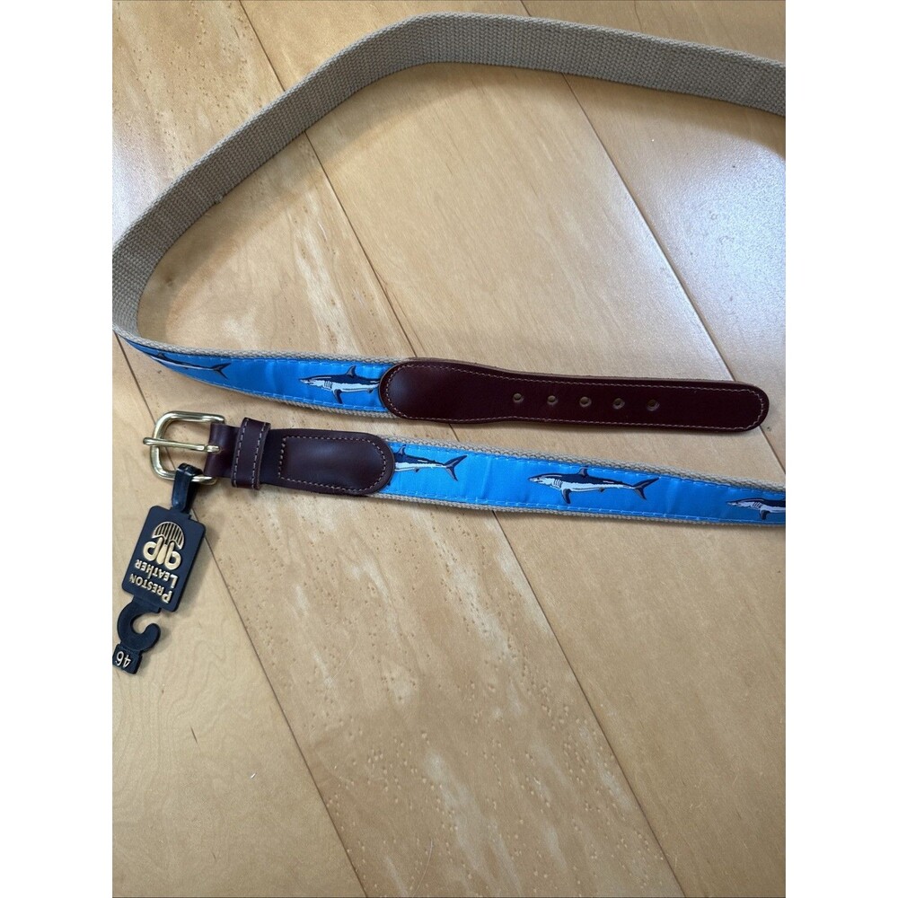 SHARK BELT Preston Leather Aqua Blue Men’s Belt Size 46